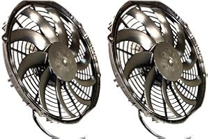 SPAL 30100435 10'' Low-Profile Radiator Puller Fan Curved Blades 12 Volt 847 cfm VA11-AP7/C-57A Cooling for Radiators, Oil Coolers, and Compact Applications - 2 Pack