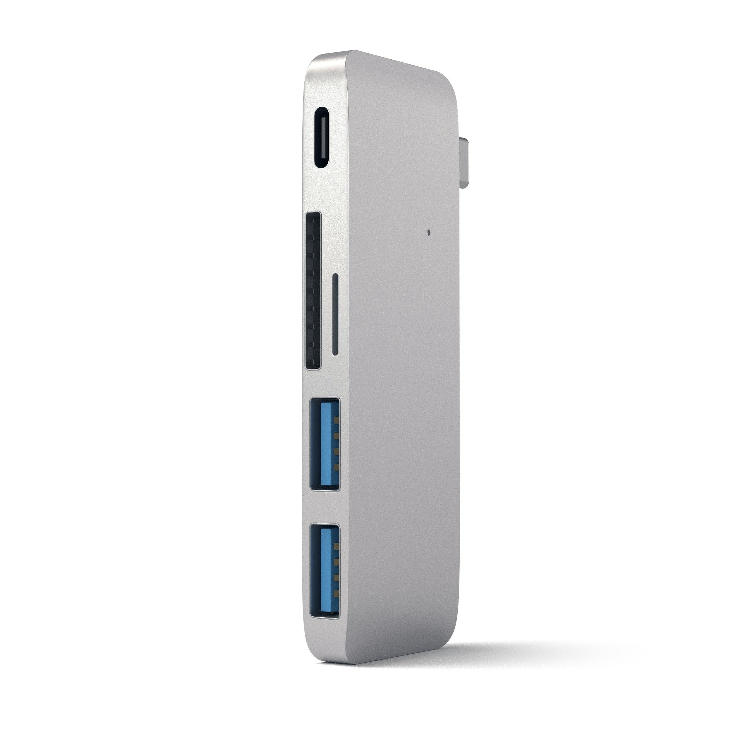 SATECHI 5-in-1 USB-C Combo Hub, Multiport Adaptor with 2x USB-A Data ports, MicroSD/SD Card Readers, Dongle Design – for MacBook Air & Pro M5 M4 M3, Chromebook, Surface, Windows and more – Silver
