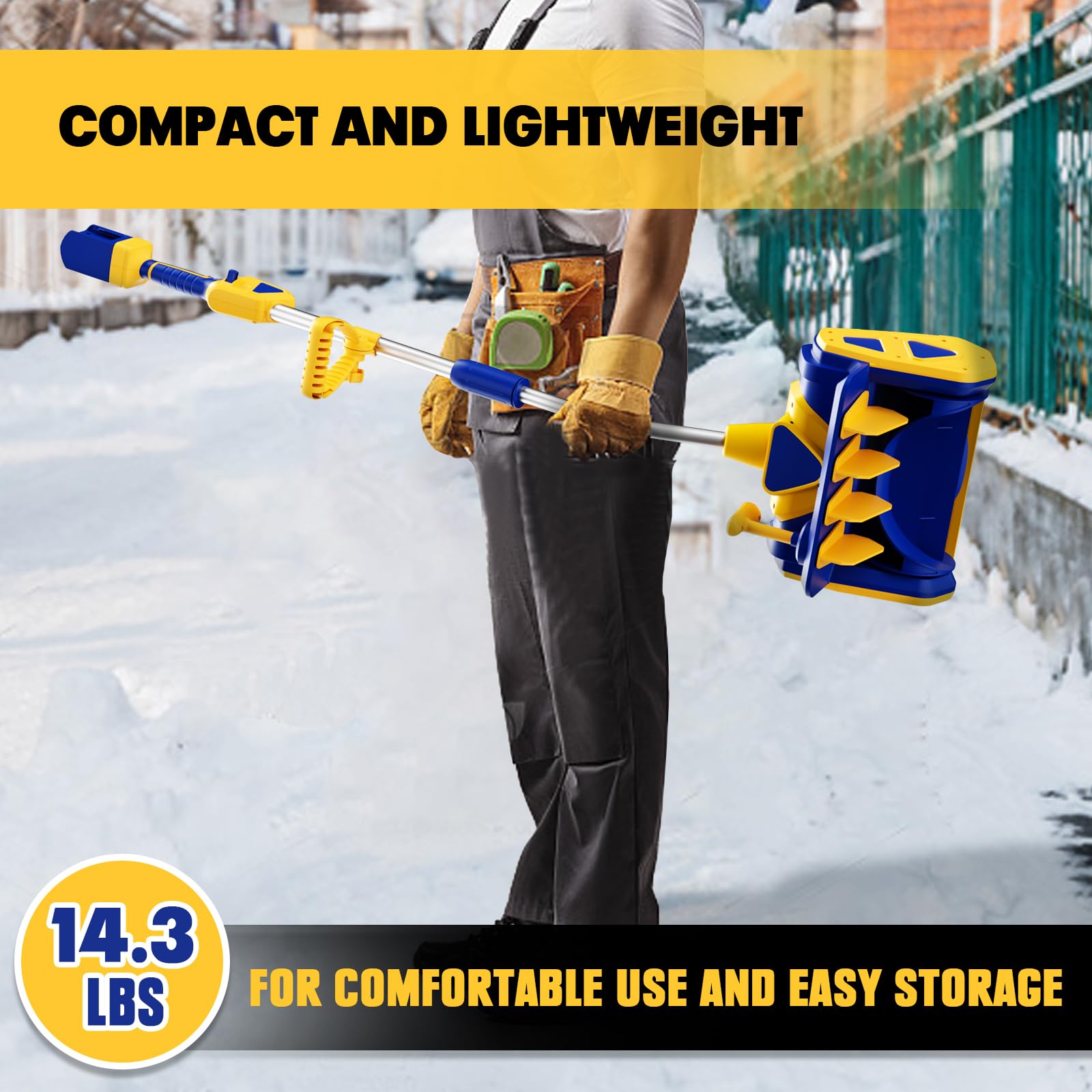 40V Cordless Snow Shovel Compatible with Dewalt 20V Battery (Tool Only), Electric Power Snow Thrower, Handheld Snow Blower with 13.2",Width 8" Depth, 26.5