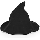 Sunboom Halloween Witches Hats for Women - Adult Modern Wool Knit Witch Hat for Halloween Party Costume Accessories