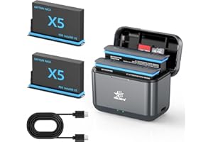 2-Pack 2800mAh Battery Charger Set Suitable for Insta360 X5 Camera, Dual-Slot Fast Charging Hub & Replacement Batteries fit f