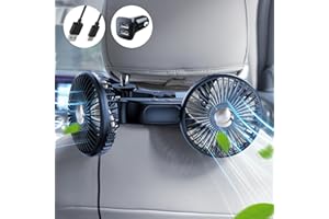 DICMKY Dual Head Car Cooling Fan for Back Seat, Usb Powered 3 Speeds Rotatable Car Seat Headrest Fan for Kids Baby Rear Facing, Summer Car Accessories Cooler That Blow Cold Air for Sedan Suv Rv Truck