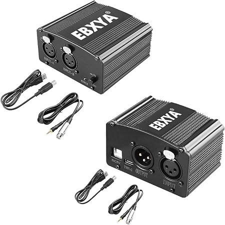 Amazon Com Ebxya 48v Phantom Power Supply With Usb Cable Xlr To 3 5mm Cable 6 Feet For Condenser Microphone Music Recording Equipment Musical Instruments