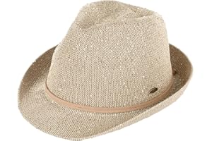 Funky Junque Women's Straw Fedora Sun Hat - UPF 50+ Protection, Short Brim, Stylish Woven Pattern