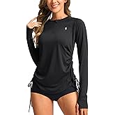 SANTINY Women's Rash Guard UPF50+ SPF Long Sleeve Swimsuits Top UV Sun Protection Swim Shirts for Woman with Zip