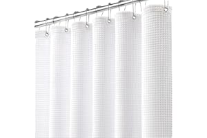 YellyHommy 100% Cotton Shower Curtain Waffle Weave Shower Curtain for Bathroom Fabric White 72Wx72L