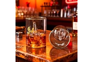 UIDMEN Personalized Middle Finger Funny Whiskey Glass, 12.5 OZ Glass for Scotch, Bourbon, 3D Middle Finger Design, Fun Gag Gi