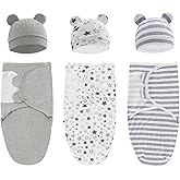 ATONGQI 3-Pack Organic Baby Swaddle Sleep Sacks - Newborn Swaddle Sack - Ergonomic Baby Swaddles 0-3 Months (Grey)