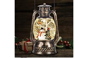 TIJNN Snowball Lights Water Sparkling Snowman Christmas Tree Scene, Creative Retro Music Lanterns, Battery and USB-Powered Home Decorations, Children's （Bronze）