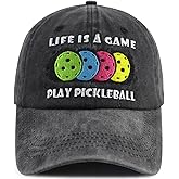 Life is a Game Play Pickleball Hat for Men Women, Adjustable Cototn Embroidered Pickleball Gifts Baseball Cap