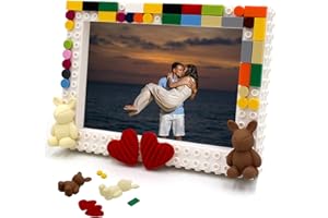 NIETEIN Kid Cute Friendly Picture Frame Craft Fun Building Block Boys Photo Frame Making Kit Desktop and Wall Decorate Child Room Decor Art Birthday Gifts for Girls (Love Moss Code)