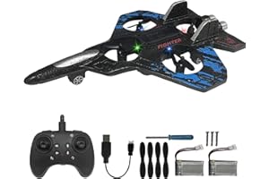 SZJMAO RC Airplane for Kids and Beginners, 2.4GHz Foam Drone Remote Control Airplane Outdoor Flying Toy, 360° Drop-Resistant Stunt Spin Remote Fighter Jet with Lights (Blue)