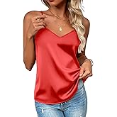 Zeagoo Women's Silk Satin Tank Tops 2026 V Neck Adjustable Spaghetti Strap Sleeveless Camisole Summer Basic Blouse