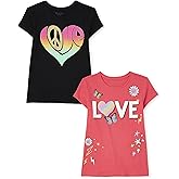 The Children's Place Girls Unicorns,Sports,Butterflies Short Sleeve Graphic T-Shirts,2 Pack