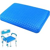 Anycosy Shower Seat Cushion Waterproof Sauna Seat Cushion Bathtub Cushion for Sauna,Slip-Resistant 3D Foam Mesh Bathtub Chair Pad with Hook,Quick Drying Shower Seat Mat for Elderly (Blue, Medium)