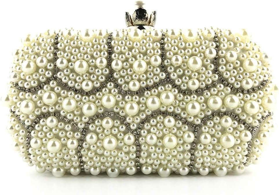 Gogoodgo Womens Clutch Luxury Purse Evening Bags Full Beaded Artificial Pearls Handbag for Wedding Parites Prom