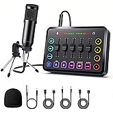 LILUOSUO Podcast Equipment Bundle Includes Audio Mixer and BM800 Microphone, Ideal for Video Production, Live Streaming, Gaming voiceovers. Compatible with Various Operating Systems and Software