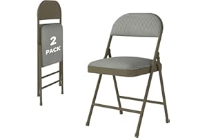 Real Relax 2 Pack Folding Chairs with Padded Cushion and Back, Comfortable Soft Fabric Cushion and Steel Frame Metal, Indoor 