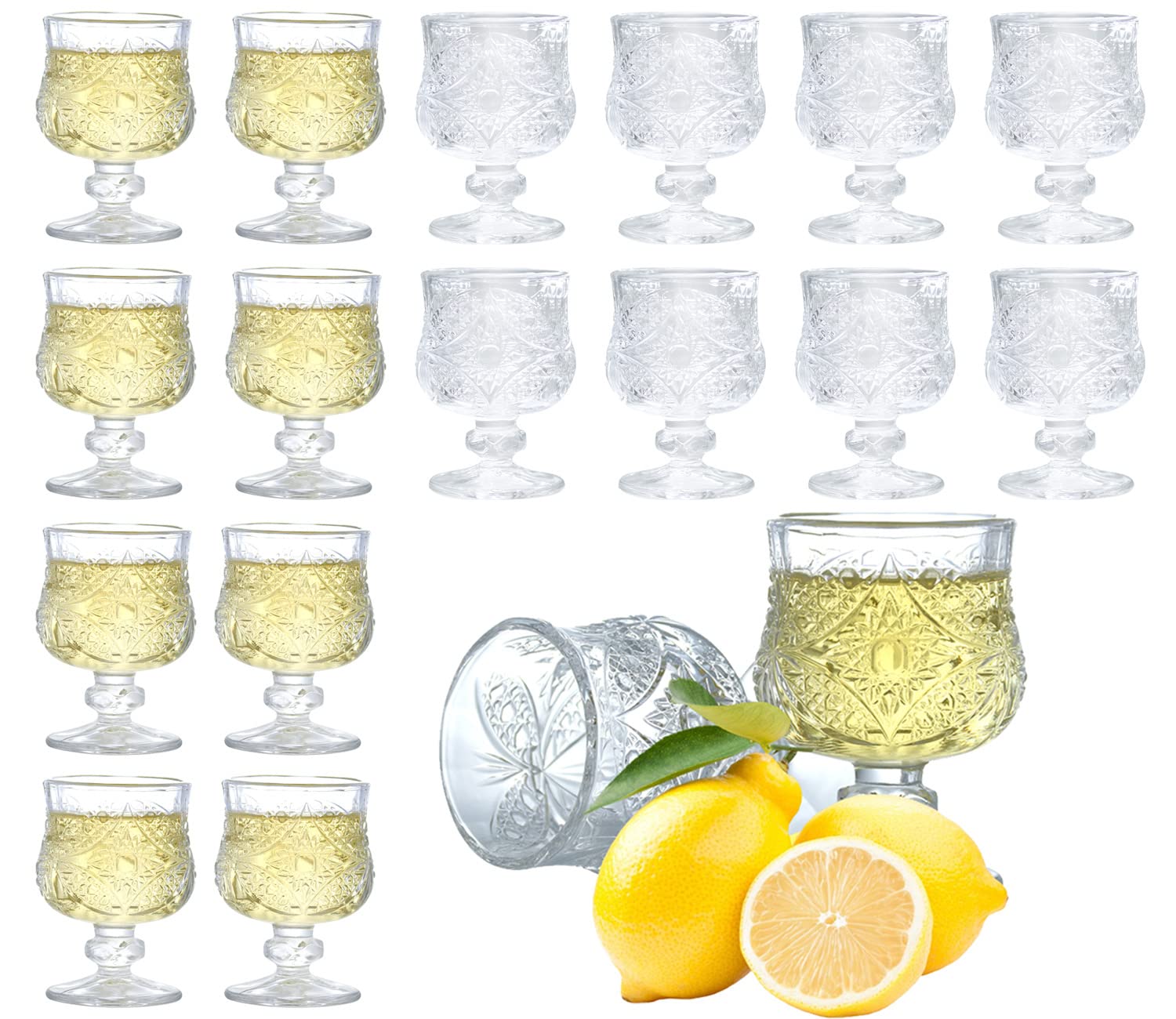 Soopiiso Cordial Shot Glasses 50ml Pack of 16 Stemed Tequila Glasses Herry Glasses — image 1