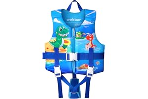 Welebar Kids Swim Vest, Toddler Floaties with Adjustable Safety Strap Swimming Aids Child Float Swimsuit for Boys and Girls Age 2-10 Years Old/22-88lbs