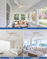 Sofucor 52" Low Profile Ceiling Fan, Flush Mount