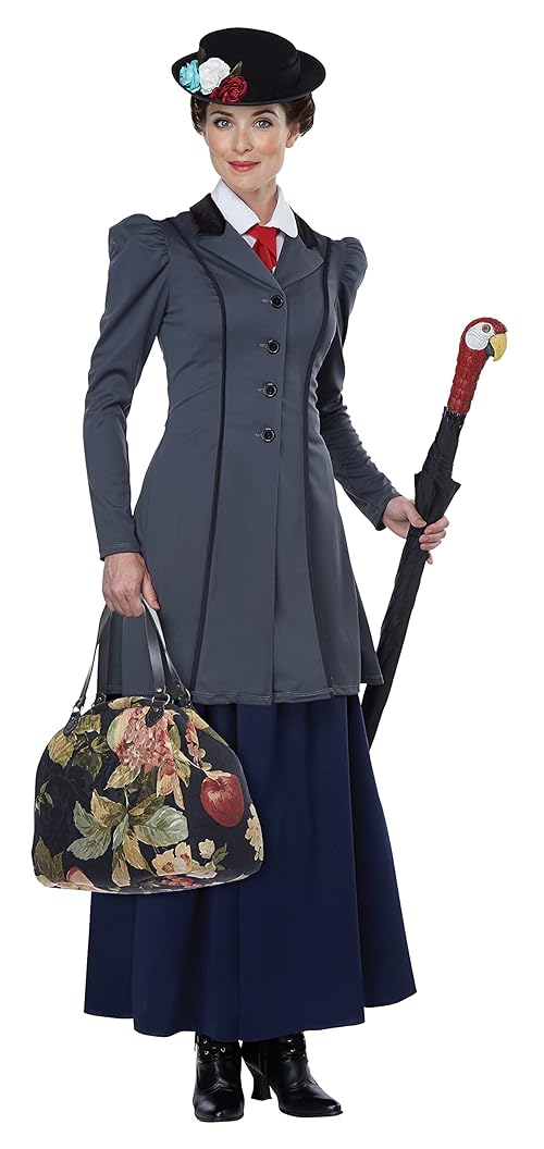 California Costumes Women's English Nanny-Adult Costume, Gray/Navy, X-Large