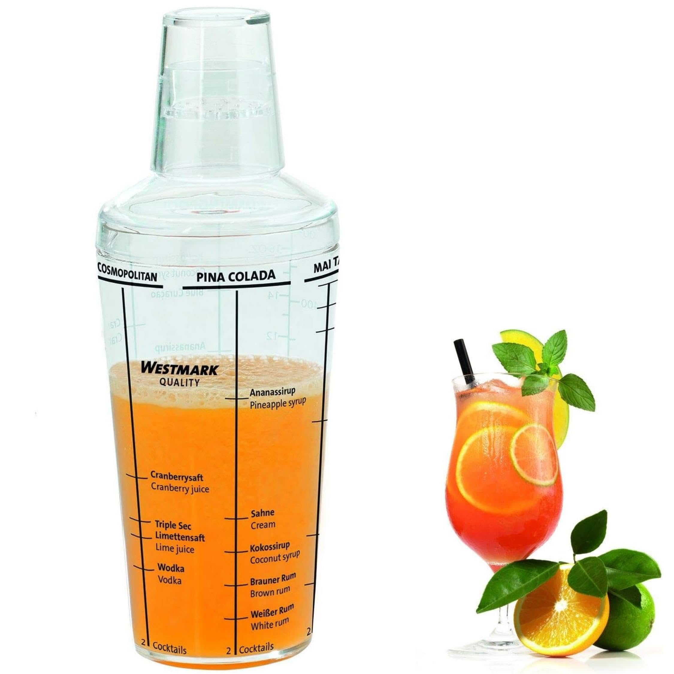 Westmark Cocktail Shaker With 5 Printed Cocktail Recipes, Volume: 0.5 L, Plastic, Casablanca, Transparent, 62892260
