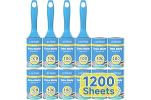 Swihauk 1200 Sheets Extra Sticky Lint Rollers for Pet Hair, Easy Spiral Tear Lint Roller for Clothes with Ergonomic Handle, Multipurpose Lint Remover for Furniture, Carpet, Car Seat