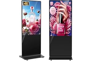 YCKJNB 55 inch Indoor Digital Signage 4K UHD LCD Screen IPS Floor Standing Digital Kiosks Interactive Displays with WiFi HDMI/USB Input Auto AD Player, Android OS Black