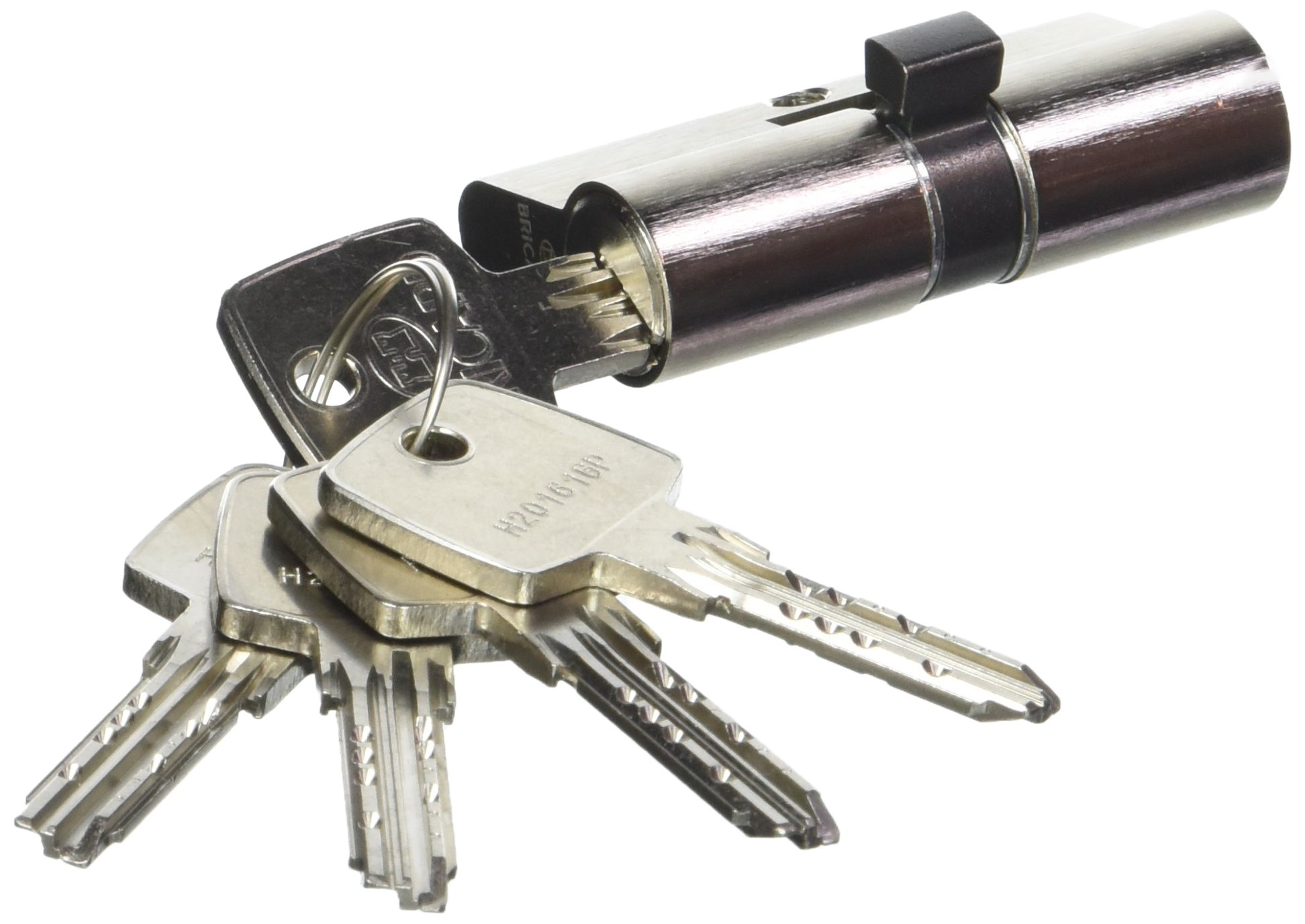 Bricard 11729 Cylinder Lock 5 Keys, Astral 2, 9 in Nickel-Plated Brass 10 Pistons, 2 Inputs 30+30, Protection Against Drilling and Crocheting - Personal Card - Nickel Steel - 60 = 30+30