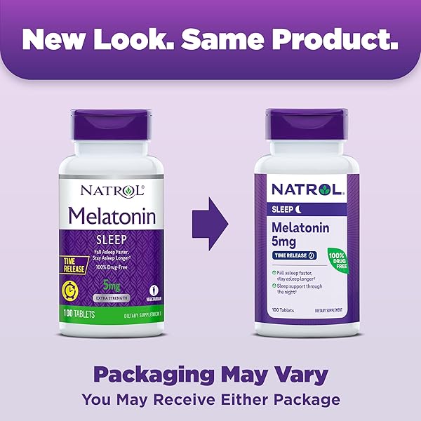 NATROL MELATONIN 5 MG TIME RELEASE, DIETARY SUPPLEMENT TO MINIMIZE WAKE UPS, NIGHTTIME SLEEP AID, 100 TABLETS, UP TO A 100 DAY SUPPLY