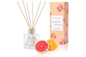 DIUFJAG 100ml Scent Diffuser with 6 Fiber Sticks, 3.5 oz Reed Diffuser Set Aromatherapy Fragrance Diffusers Air Fresheners for Home Bedroom Bathroom (Grapefruit)