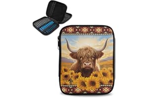 Vanideaoty Yak Crochet Hook Organizer Lightweight Sunflower Crochet Hook Case Portable Storage Organizer for Knitting Needles Crochet Supplies