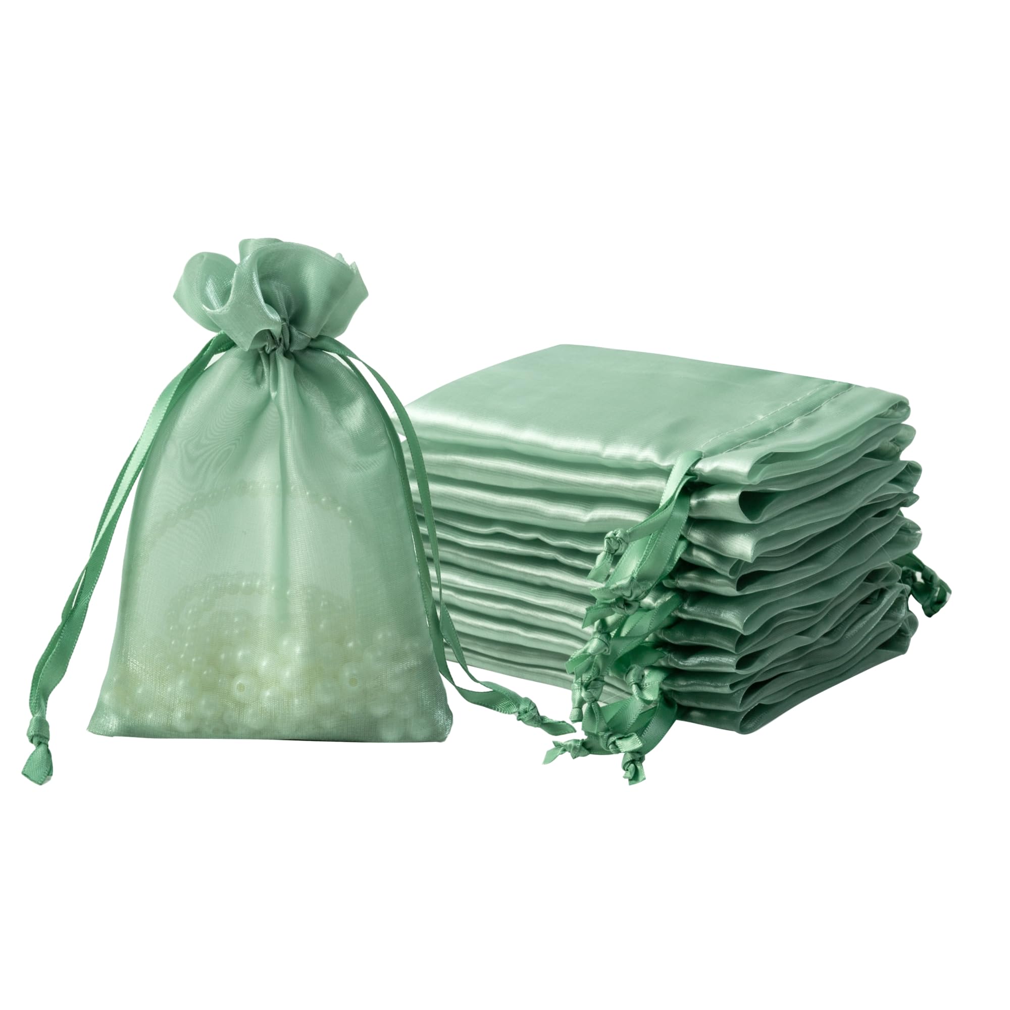 Photo 1 of QIANF 20 Pcs Sage Green Small Organza Bags 4X6 inch for Wedding Favors with Drawstring, Mini Mesh Gift Bags Jewelry Pouch for Candy Bridal Shower Party Favor Baby Shower Christmas