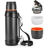 OKADI 85oz Large Coffee Thermoses for Travel - Insulated Water Jug Classic Vacuum Bottle with Plastic Cup - Stainless Steel Thermos for Hiking Fishing