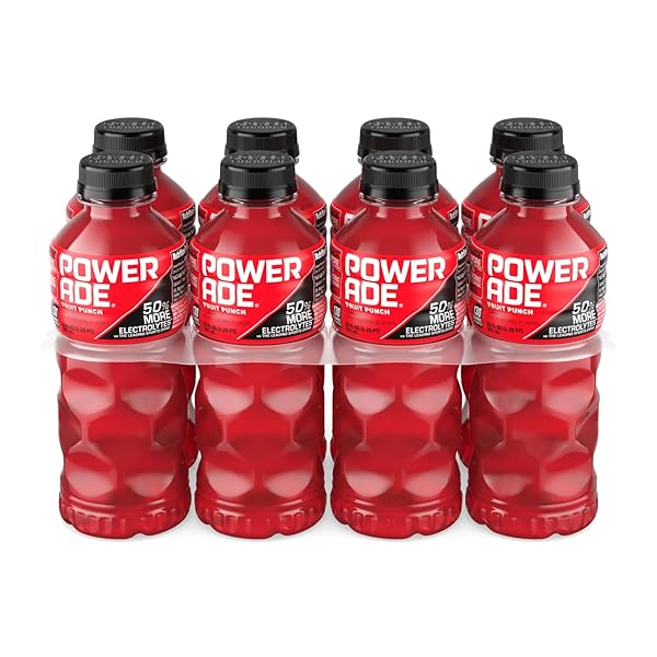 POWERADE FRUIT PUNCH, ELECTROLYTE ENHANCED SPORTS DRINK, 20 FL OZ BOTTLES, 8 PACK