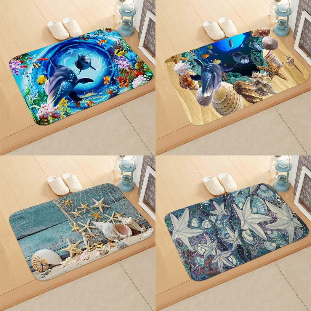 Yirind 1Pc Cute 3D Underwater World Printing Floor Mat Door Mat,Home Bedroom Bathroom Absorbent Non-Slip Carpet Mat,24 x 16inch