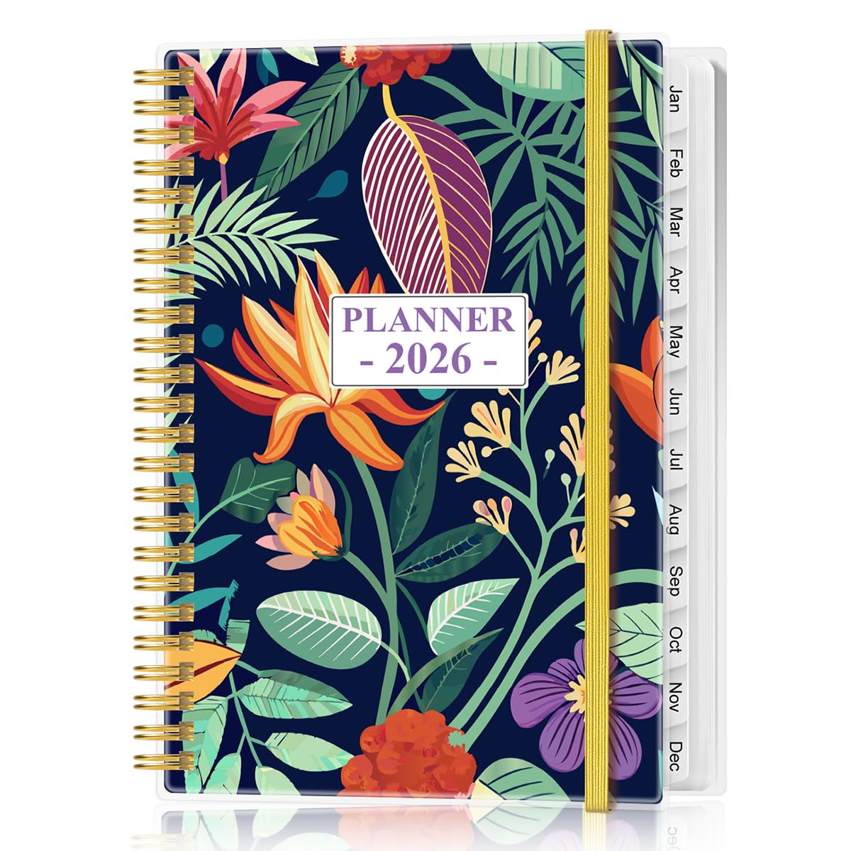 Photo 1 of 2026 Planner - Planner 2026 from January 2026 - December 2026, Weekly & Monthly Planner Spiral Bound with 12 Monthly Tabs, Inner Pocket, 6.4" x 8.5", Flower-F