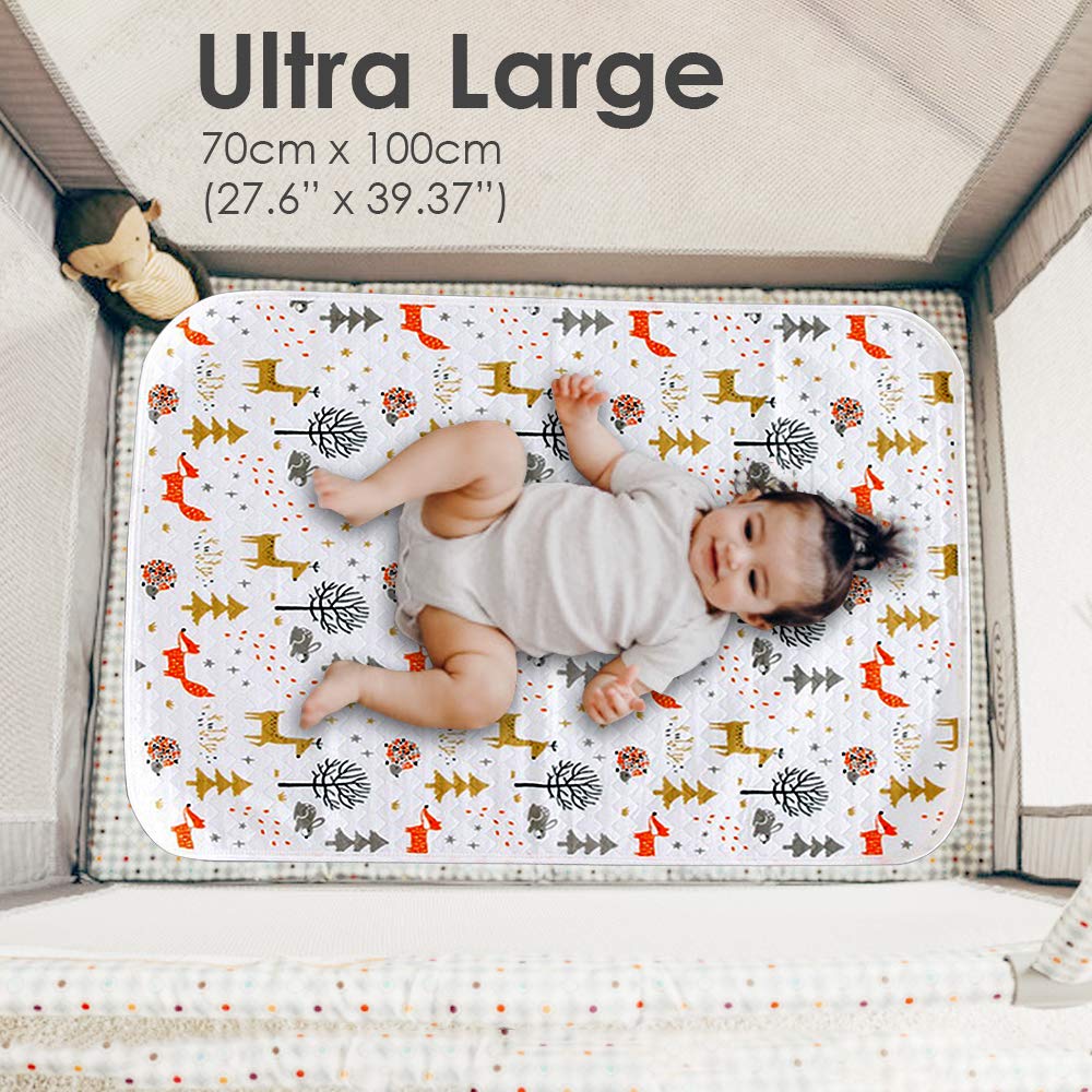Extra Large 100% Waterproof Baby Changing Pad - Washable Soft Bassinet Mattress Protector - Toddler Bed Cover for Potty Training - Incontinence Underpad - Pet Training Mat - 70x100cm(27.6x39.37”) : Baby