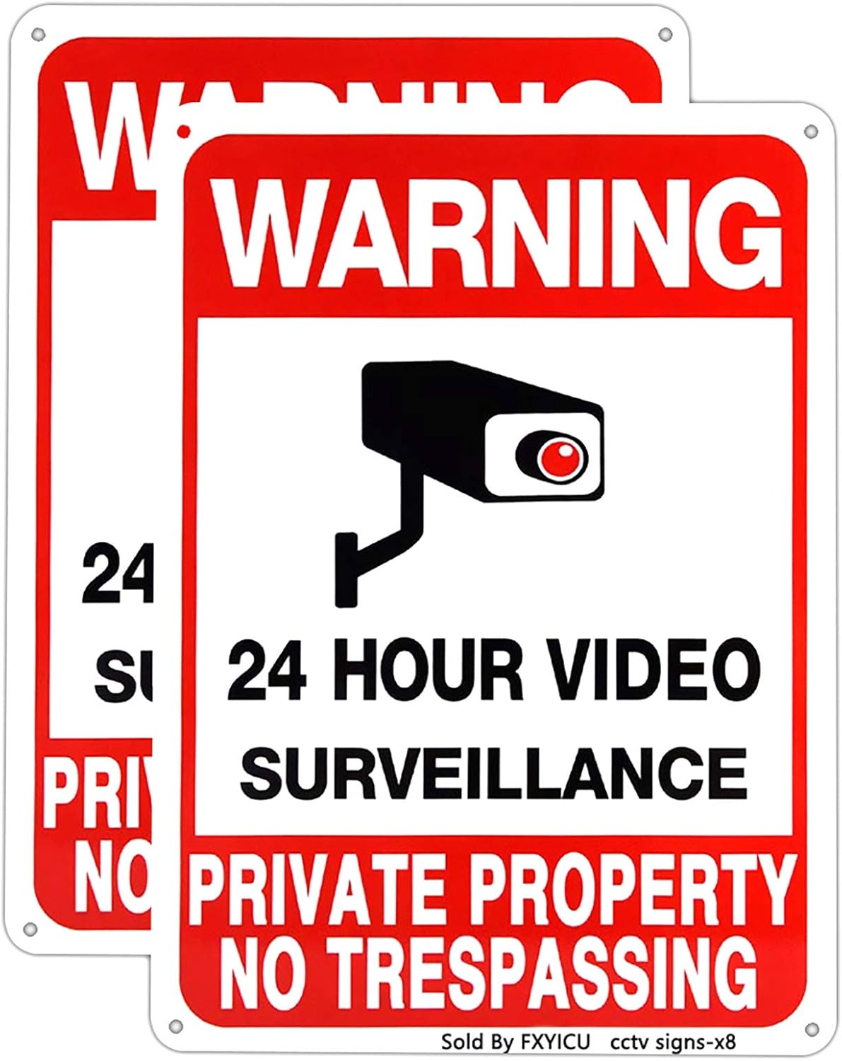 Yard Signs - Large No Trespassing Signs Private Property Metal,Warning 24 Hour Video Surveillance Sign 10x14 Aluminum UV Printed,Durable/Weatherproof Up to 7 Years Outdoor for Home and Business (2-Pack)