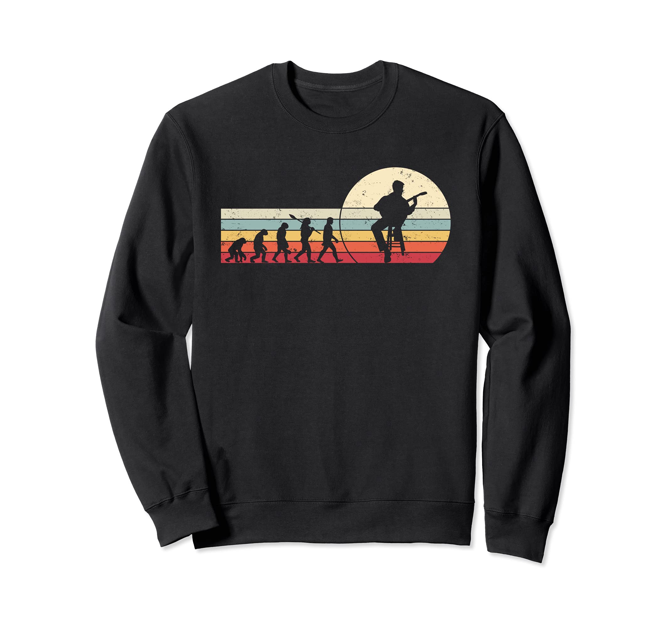 Vintage Retro Human Evolution Banjo Guitar Sweatshirt