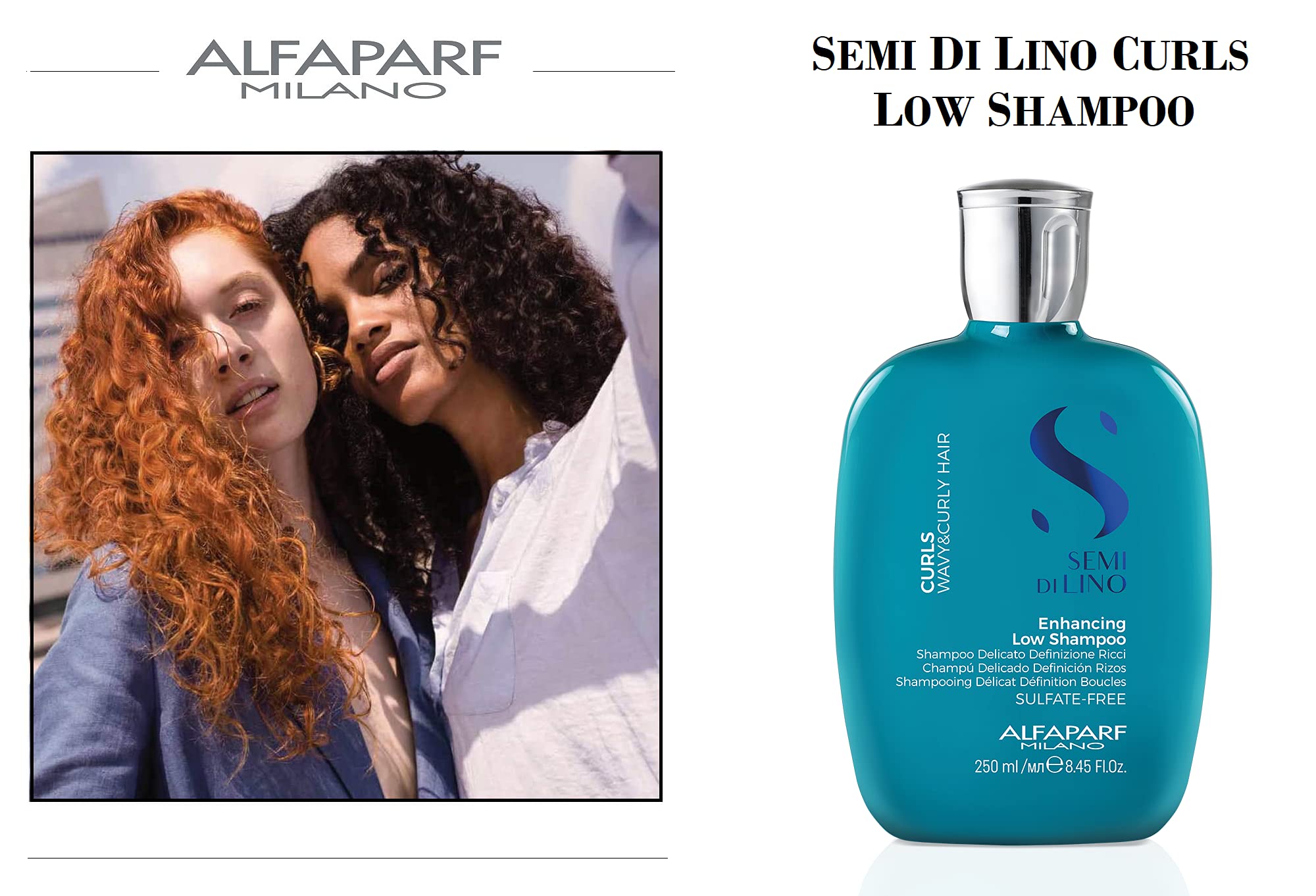 Alfaparf Milano Semi Di Lino Curls Enhancing Sulfate Free Shampoo (8.45 oz) and Conditioner (6.76 oz) - for Wavy and Curly Hair - Reduces Frizz - Protects Against Humidity - Vegan-Friendly Formula