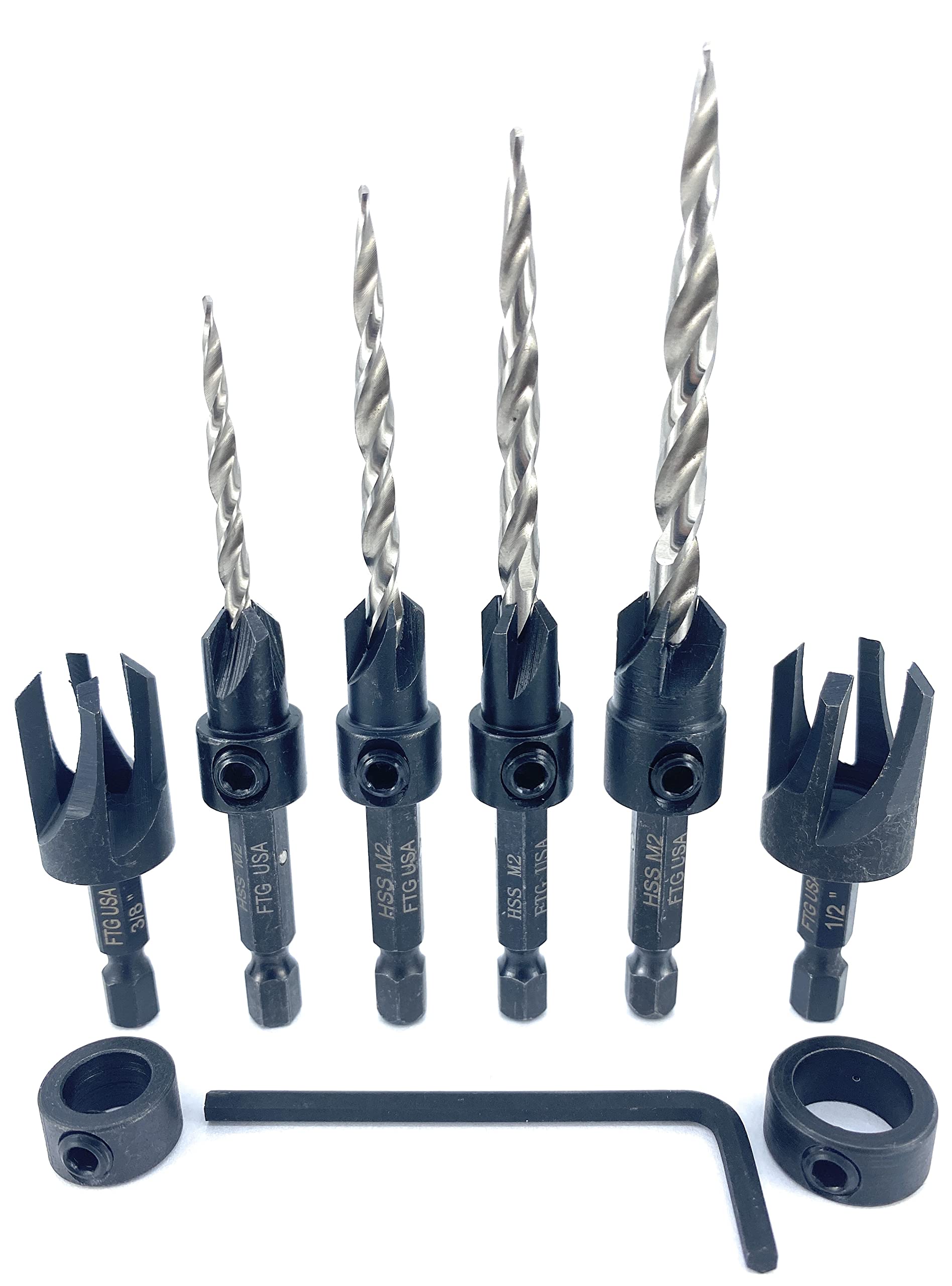 FTG USA Wood Countersink Drill Bit Set 681012 Countersink Tapered
