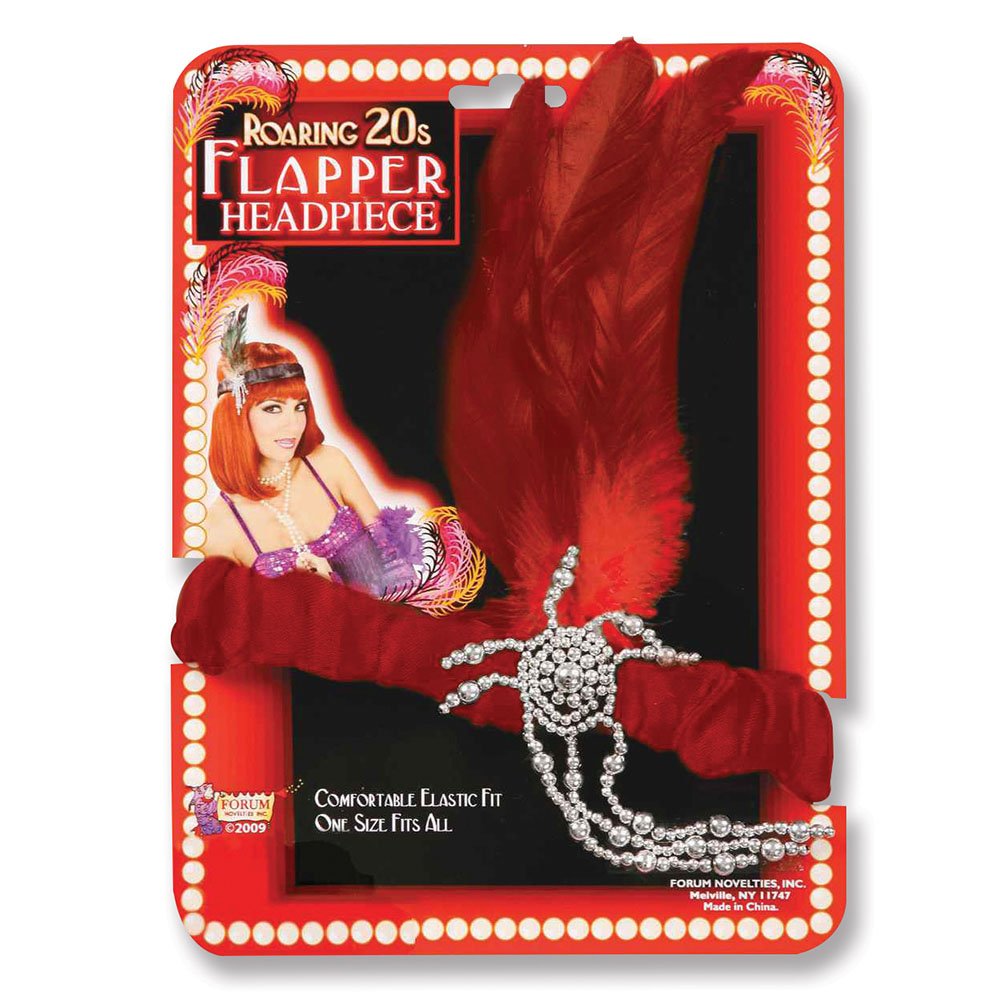 Bristol Novelty BA887 Halloween Flapper Headband with Red Feathers, Womens, One Size
