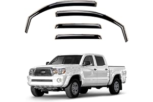 GRANDWHEEL Window Deflectors Smoke Tinted In-Channel Side Window Vent Visor Deflectors Rain Guards Compatible with Tacoma 2005-2015 Double Cab - 4pcs. GW0731
