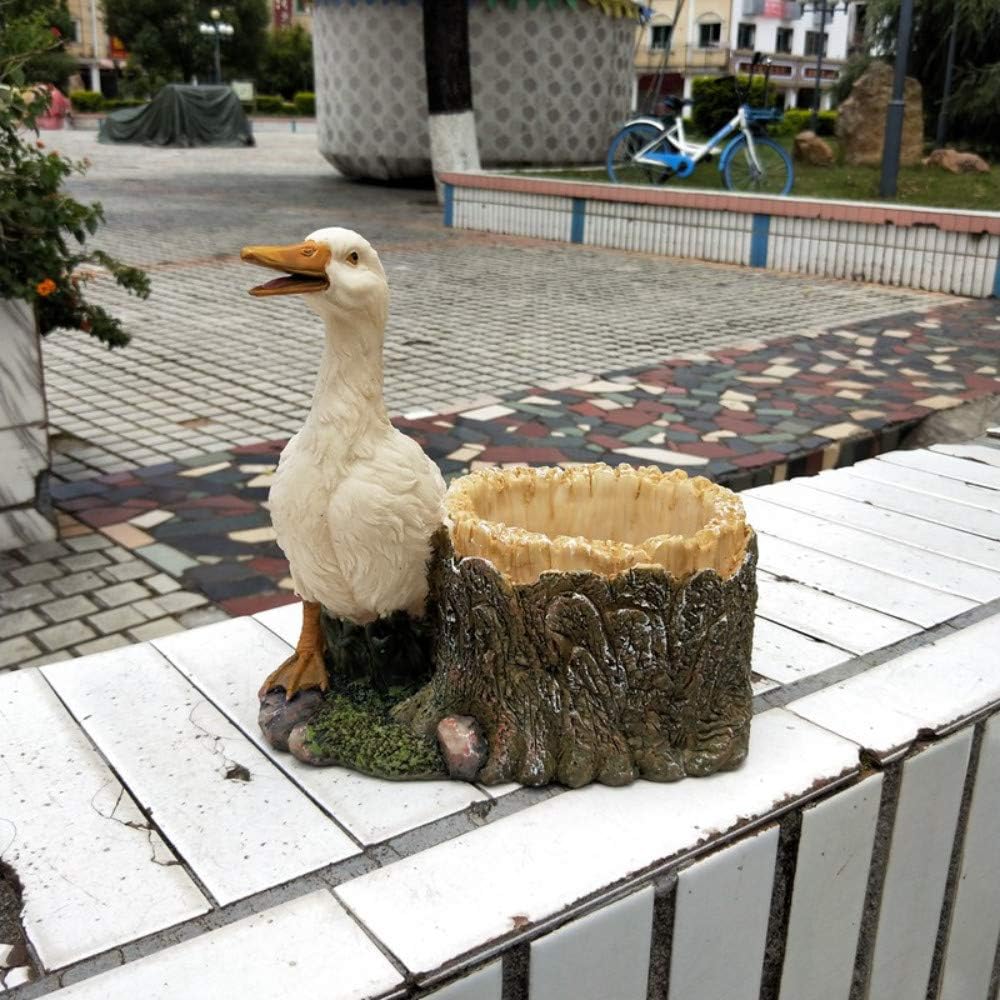 Yowinlo Statue Ornaments Sculptures Duck Pot Flower Simulation Small Animal Shape Decoration Resin Ornament Gardening Succulent Plant Flower Milk White