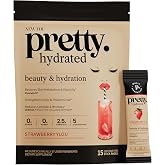 Hydrated - 5 Electrolytes + Collagen, Strawberry Yuzu, 0 Artificial, 15pk | 5 Electrolytes, VERISOL&reg; Collagen &amp; ElastaGLO&reg; Elastin, For Skin Metabolism &amp; Elasticity, Reduces Cellulite &amp; Wrinkles