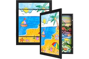 PECULA 2 Packs Kids Art Frame, 8.5x11 Front Opening Kids Artwork Frames Changeable, Holds 100 Drawings Artwork Frames for Kids Art, 3D Picture, Craft Storage, Hanging Wall Decor(Black)