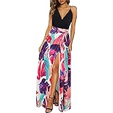 Newshows Women's 2026 Lightweight Summer Wedding Guest Beach Vacation Casual V Neck Split Flowy Maxi Dress