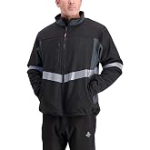 RefrigiWear Men&rsquo;s Enhanced Visibility Insulated Softshell Jacket &ndash; Wind-Tight, Reflective Winter Work Coat